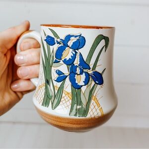 Vintage Floral Stoneware Coffee Mug
